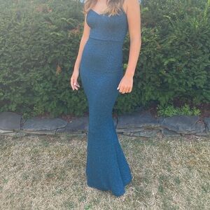 Teal sparkly prom dress